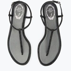 Rene Caovilla DIANA CRYSTAL BLACK SANDAL 10